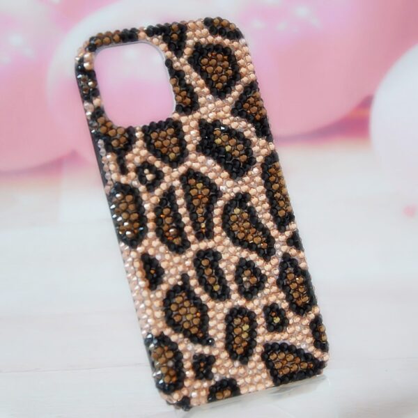 Süper Lüks Moda DIY Tam Bling Altın Kristal Elmas Leopar Baskı Kılıfı iPhone 12 1 için