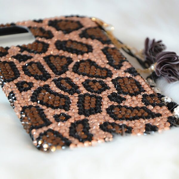 Süper Lüks Moda DIY Tam Bling Altın Kristal Elmas Leopar Baskı Kılıfı iPhone 12 3 için