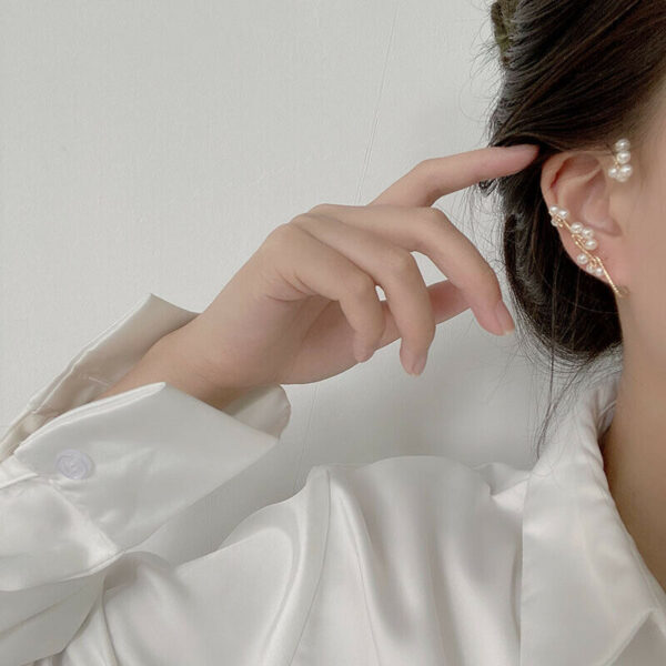Clip Geometrika mahazatra amin'ny lamaody amin'ny kavina Bohemia Charm Simulated Perla Ear Cuff Rhinestone Statement Earings Women