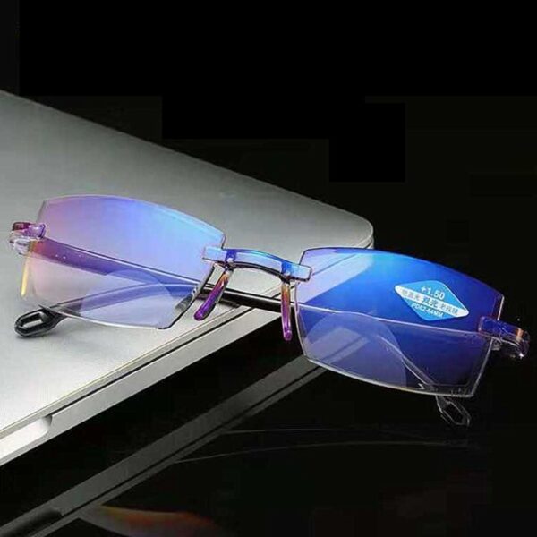 Igwe na-agụ Ultralight Rimless Anti-Blue Light Radiation Kọmputa Presbyopia Ndị na-agụ akwụkwọ spectaccleso Reader Glass 1