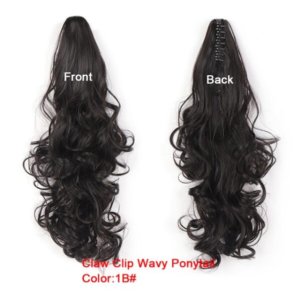 WTB Long Wavy Claw on Hair Tail False Hair 24 Ponytail Hairpiece Synthetic Drawstring Wave Black 19.jpg 640x640 19