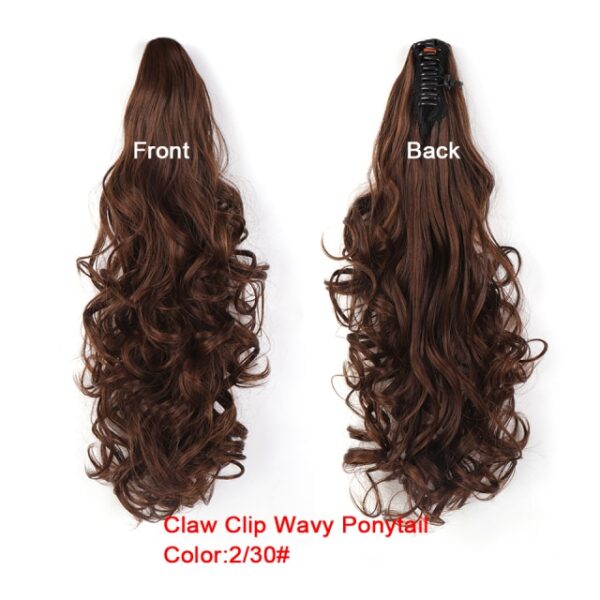 WTB Long Wavy Claw on Hair Tail False Hair 24 Ponytail Hairpiece Synthetic Drawstring Wave Black 20.jpg 640x640 20