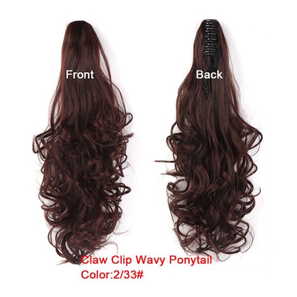 WTB Long Wavy Claw on Hair Tail False Hair 24 Ponytail Hairpiece Synthetic Drawstring Wave Black 21.jpg 640x640 21