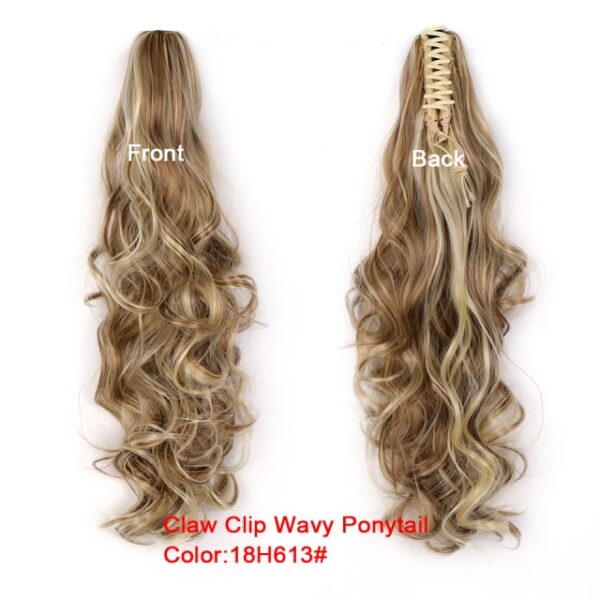 WTB Long Wavy Claw on Hair Tail False Hair 24 Ponytail Hairpiece Synthetic Drawstring Wave Black 22.jpg 640x640 22