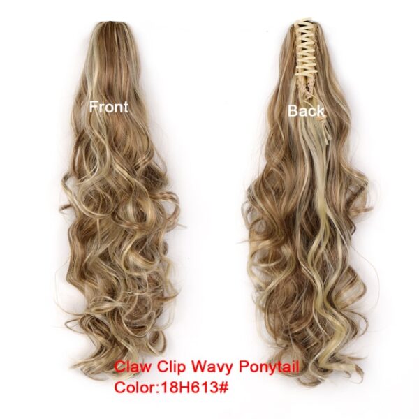 WTB Ntev Wavy Claw ntawm Cov Plaub Hau Tsis Ncaj Ncees 24 Ponytail Hairpiece Synthetic Drawstring Wave Dub 22.jpg 640x640 22