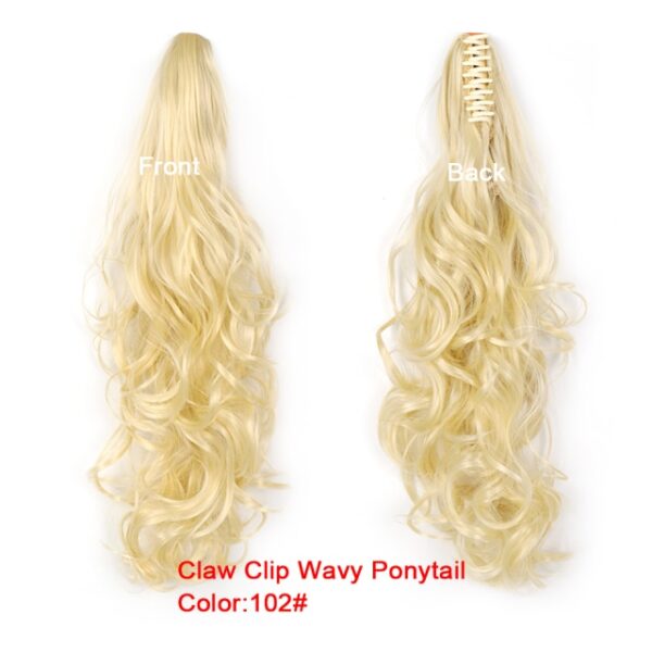 WTB Ntev Wavy Claw ntawm Cov Plaub Hau Tsis Ncaj Ncees 24 Ponytail Hairpiece Synthetic Drawstring Wave Dub 23.jpg 640x640 23