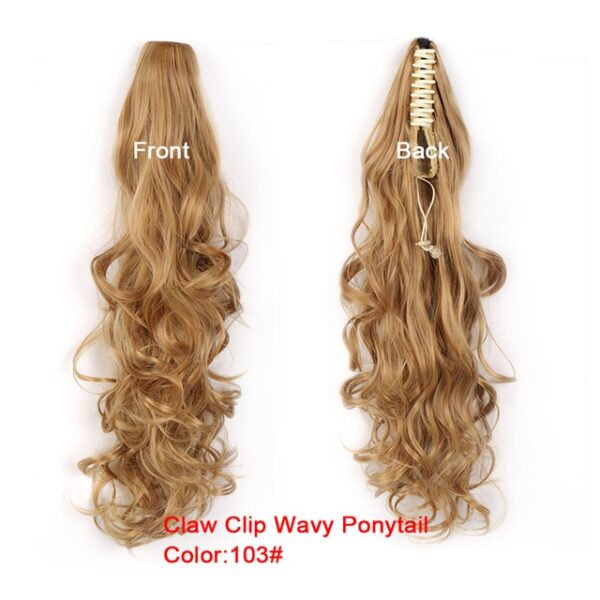 WTB Long Wavy Claw on Hair Tail False Hair 24 Ponytail Hairpiece Synthetic Drawstring Wave Black 24.jpg 640x640 24
