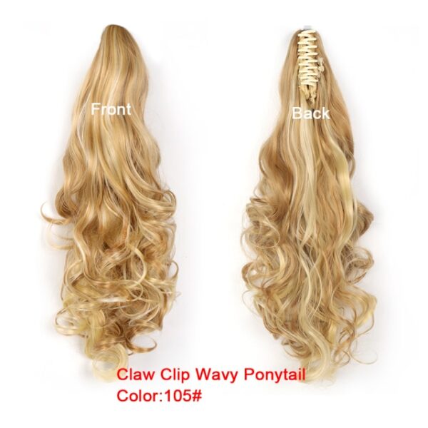 WTB Long Wavy Claw on Hair Tail False Hair 24 Ponytail Hairpiece Synthetic Drawstring Wave Black 25.jpg 640x640 25
