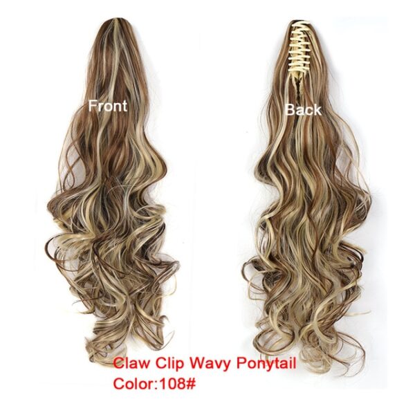 WTB Long Wavy Claw on Hair Tail False Hair 24 Ponytail Hairpiece Synthetic Drawstring Wave Black 27.jpg 640x640 27
