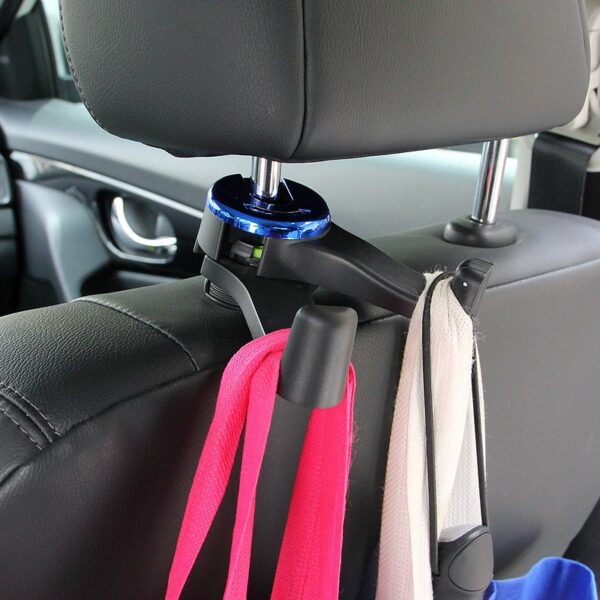 1PC Car Double Hook Portable 2 In 1 Car Seat Backrest Headrest Hook For Bag Purse 4