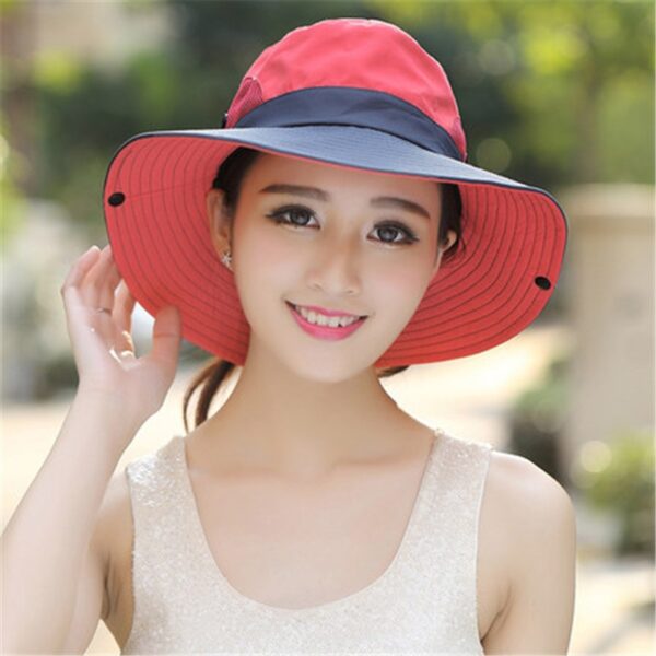2019 Summer Ponytail Hat for Women UV UPF Wide Brim Breathable Sun Hat Outdoor Hiking Fishing 2