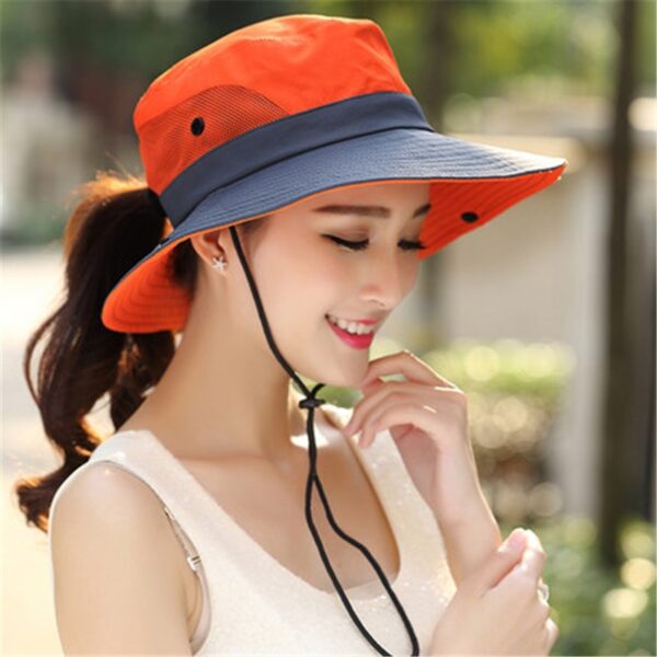 2019 Summer Ponytail Hat for Women UV UPF Wide Brim Breathable Sun Hat Outdoor Hiking Fishing 3