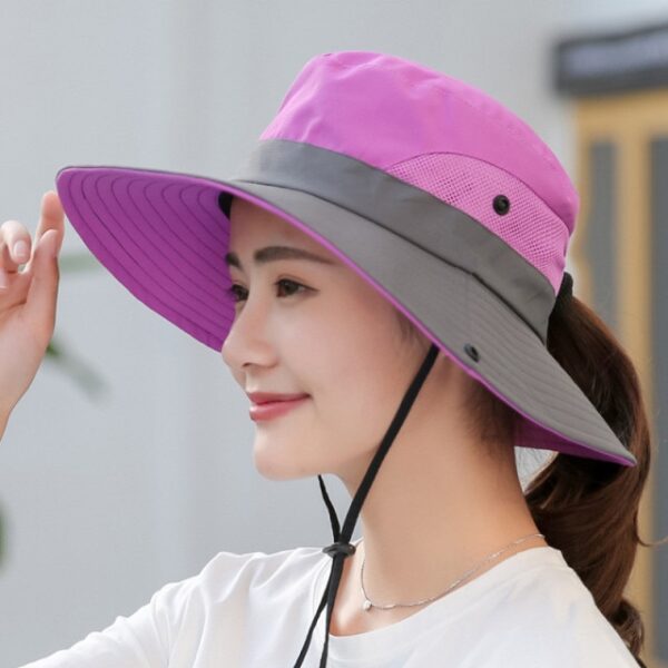 Pălărie de vară cu coadă de cal pentru femei UV UPF cu lățime respirabilă Pălărie pentru soare Drumeții în aer liber 2019.jpg 3x640 640