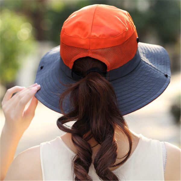 2019 Summer Ponytail Hat for Women UV UPF Wide Brim Breathable Sun Hat Outdoor Hiking Fishing 4