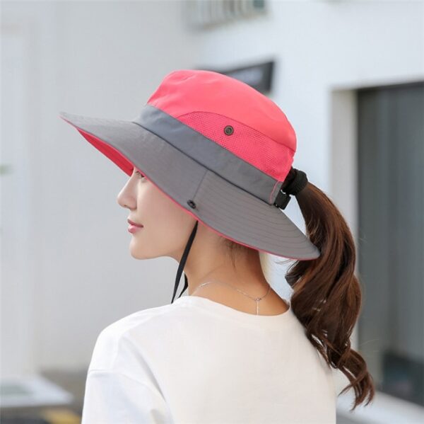 Pălărie de vară cu coadă de cal pentru femei UV UPF cu lățime respirabilă Pălărie pentru soare Drumeții în aer liber 2019.jpg 5x640 640