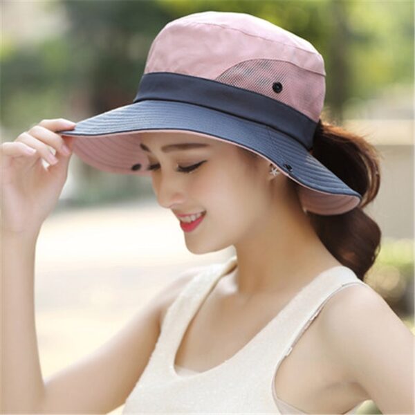 2019 Summer Ponytail Hat for Women UV UPF Wide Brim Breathable Sun Hat Outdoor Hiking Fishing