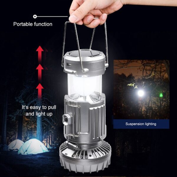 3 IN 1 Portable Camping Lights Solar Powered LED Lantern Light With Fan Outdoor Rechargeable Searchlights 1