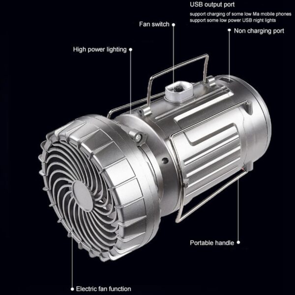 3 IN 1 پورٽبل ڪيمپنگ لائيٽون شمسي توانائي سان هلندڙ ايل اي ڊي لالٽين لائيٽ سان فين آئوٽ ڊور ريچارج لائق سرچ لائيٽ 3