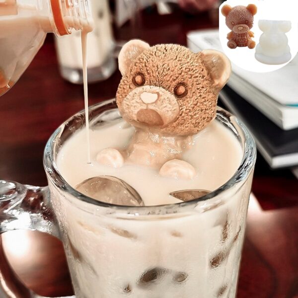 3D Silicone Bear Shape Ice Mold Whiskey Milk Tea Cola DIY Mould Freezer Juice Ice Tray
