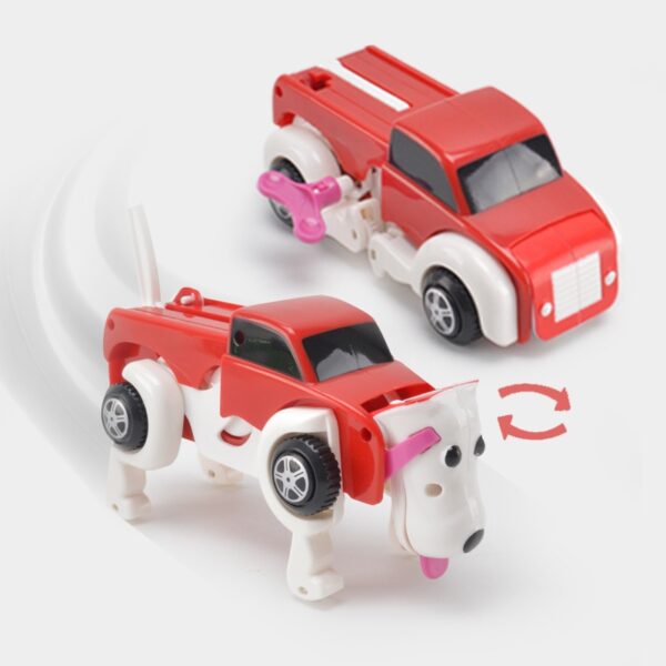 4 colors 14cm No need Batteries Automatic Transformation Dog Car Vehicle Clockwork Wind up for kids 2