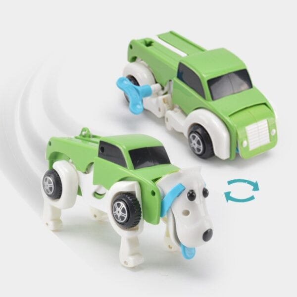 4 farby 14 cm Nie sú potrebné batérie Automatická transformácia Pes Auto Vozidlo Hodinový strojček pre deti 2.jpg 640x640 2