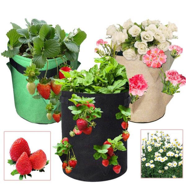 5 7 10 Galon Vertikal Penanaman Tumuwuh Kantong Pikeun Strawberry Kembang Herb Pot Taman Outdoor Tumuwuh