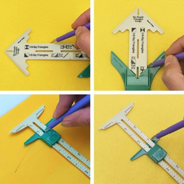 5 IN 1 SLIDING GAUGE WITH NANCY ZIEMAN Triangles Measuring Sewing Tool two size choose 5BB5736 3