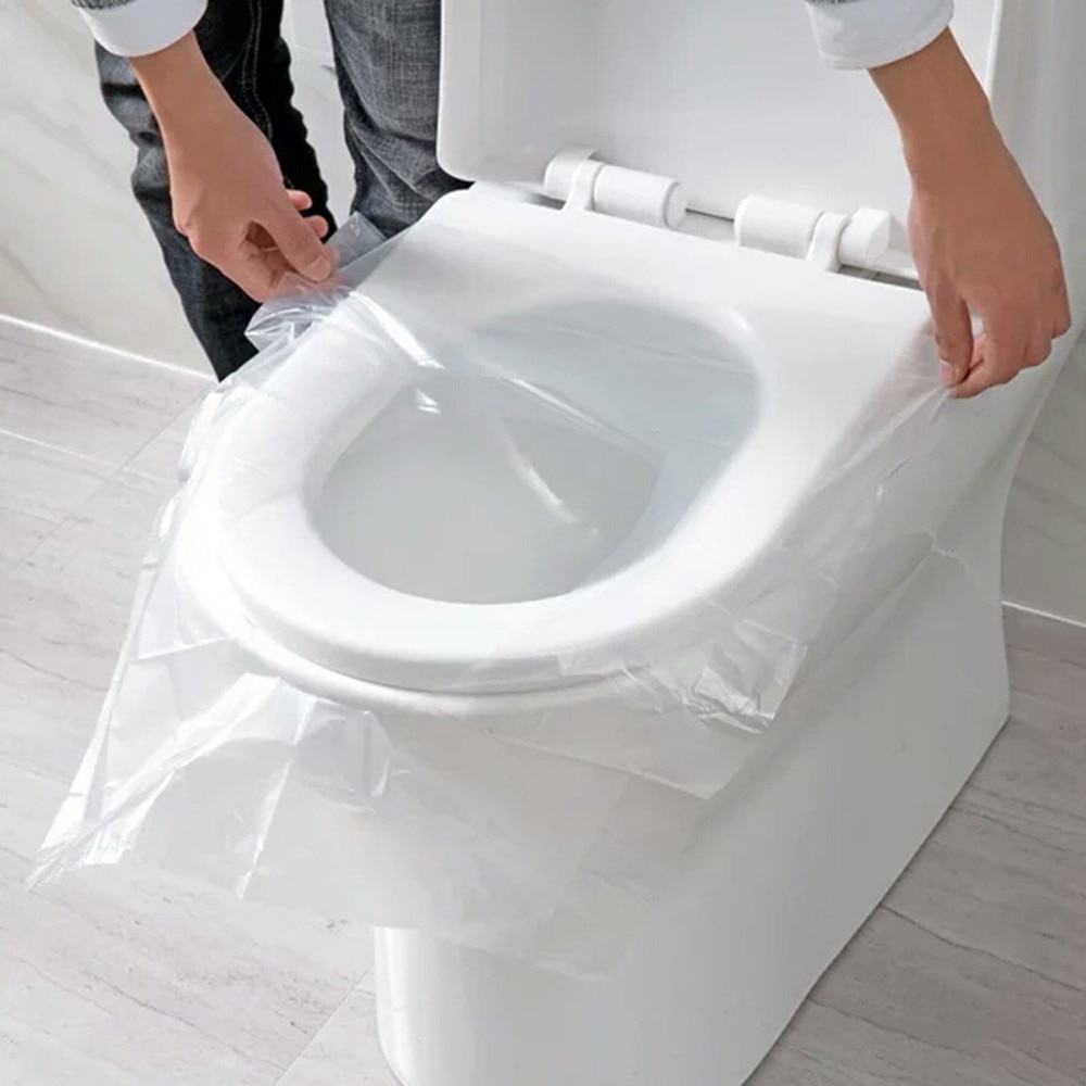 50pcs Disposable Travel Safety PE Plastic Toilet Seat Cover Mat Cushion Mat HGZT 