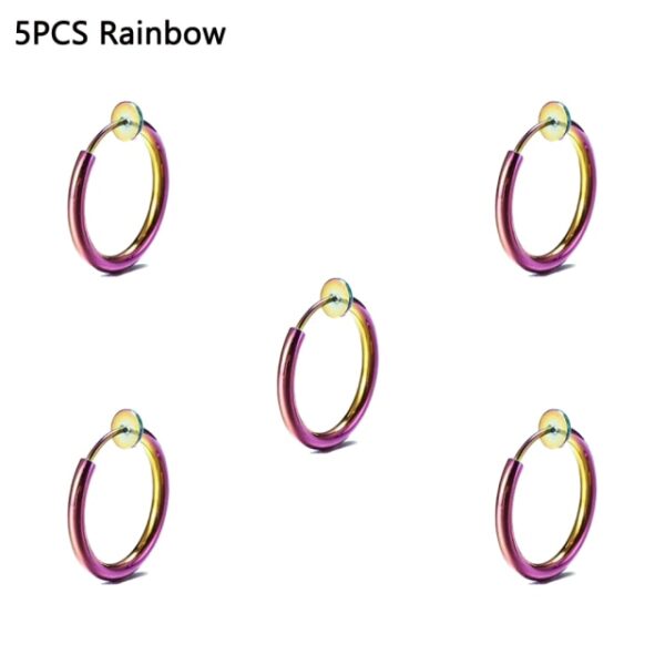 5PCS Clip On Earrings Fake Spring Clip On Labret Nose Clips Ring Stealth Hoop Lip Ring 3.jpg 640x640 3
