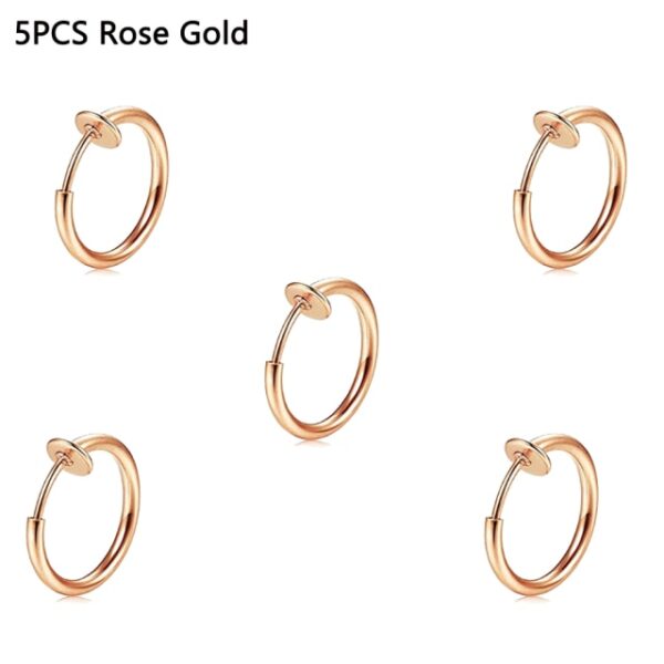 5PCS Clip On Earrings Fake Spring Clip On Labret Nose Clips Ring Stealth Hoop Lip Ring 4.jpg 640x640 4