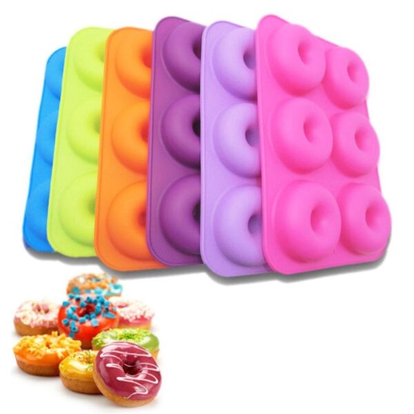 6 Rongony Silicone bobongolo Donut Baking Pan Non Kitapom-bolo bobongolo fanasana lamba fanasana lamba Jelly sy vatomamy 6