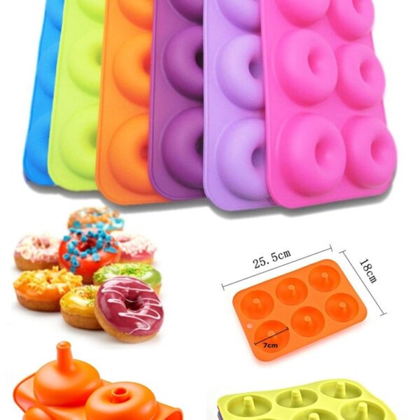 6 Cavity Silicone Mold Donut Baking Pan Non Stick Mold Dishwasher Decoration Tools Jelly And Candy 7