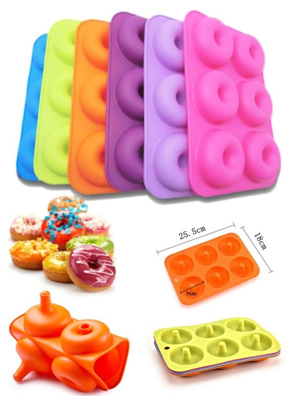 6 Cavity Silicone Mold Donut Baking Pan Non Stick Mold Dishwasher Decoration Tools Jelly and Candy 7
