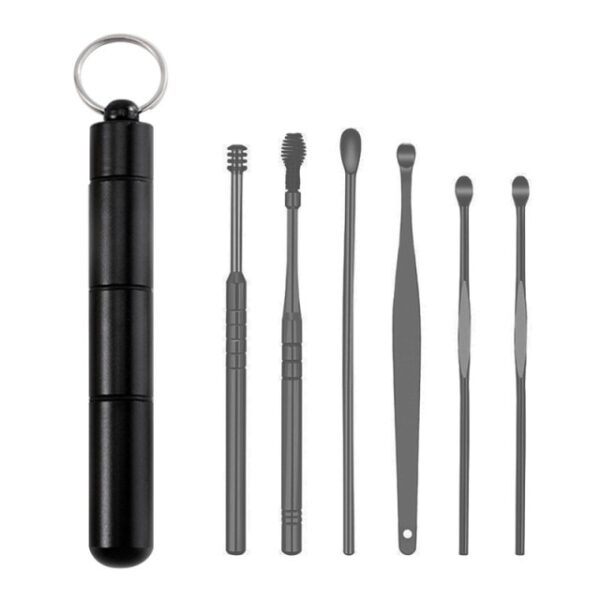 Socraíonn 6Pcs Piocálaithe Céir Cluas Cruach Dhosmálta Bíseach Céir Cluas Remover Curette Cluas Glantóir Pioc 2.jpg 640x640 2