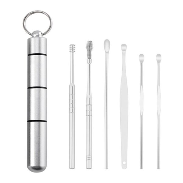 6 pezzi set raccoglitori di cerume in acciaio inossidabile spirale Earpick rimozione cera curette orecchio pulitore orecchio 3.jpg 640x640 3