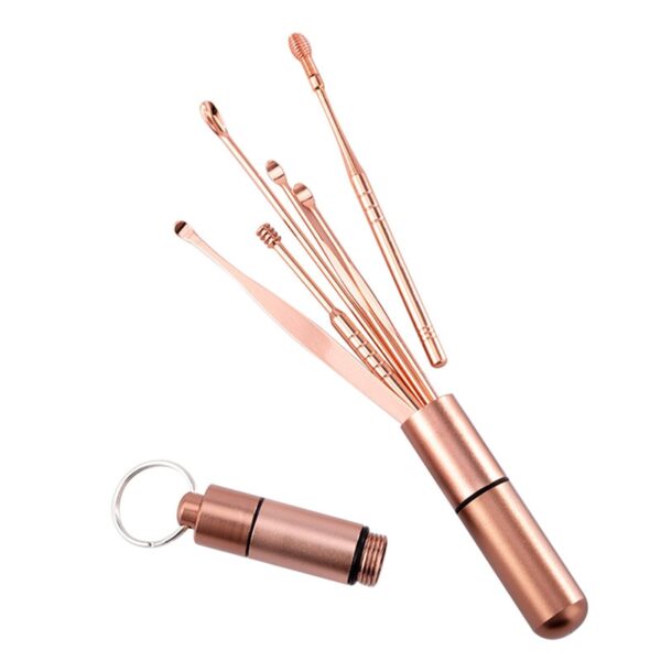 6 pezzi set raccoglitori di cerume in acciaio inossidabile spirale Earpick rimozione cera curette orecchio pulitore orecchio 4