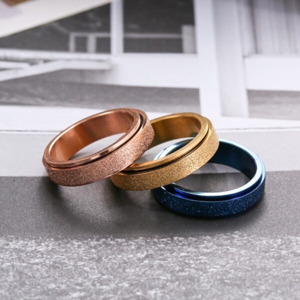 6mm Spinner Ring for Women Men Stress Release Rotatable Sandblasting Stainless Steel Bands Casual Tail Ring 1