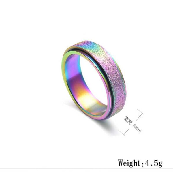 6mm Spinner Ring for Women Men Stress Release Rotatable Sandblasting Stainless Steel Bands Casual Tail Ring 4