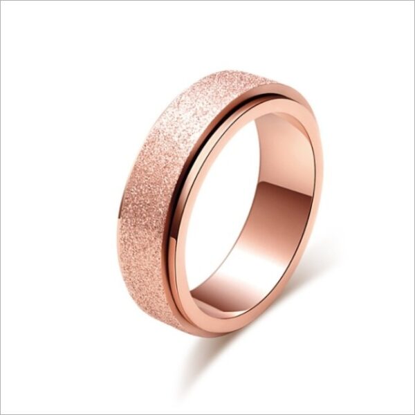 6mm Spinner Ring for Women Men Stress Release Rotatable Sandblasting Stainless Steel Bands Casual Tail