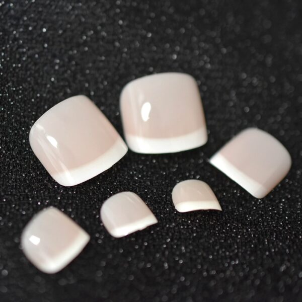 Classic French Square Toes Nails Nude Nature Fake Toes Nails Exquisite Feet Tips Faux Ongles Pieds 1