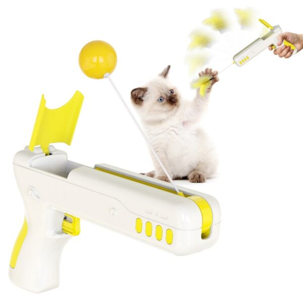 子猫の子犬の小さな犬のためのフェザーボールオリジナルの猫のスティックガンで面白いインタラクティブな猫のおもちゃ1.jpg640x640 1