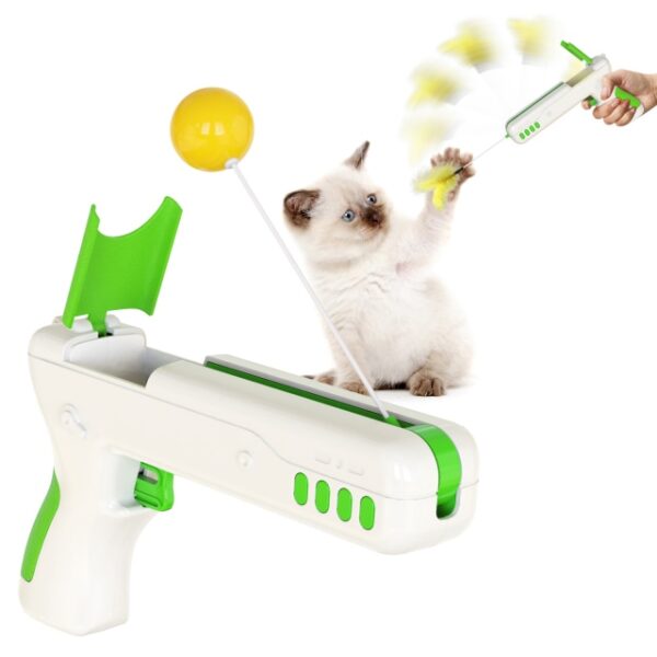 Jucărie interactivă amuzantă pentru pisici, cu minge de pene, pistol original pentru pisici, pui de câine, câini mici 2.jpg 640x640 2