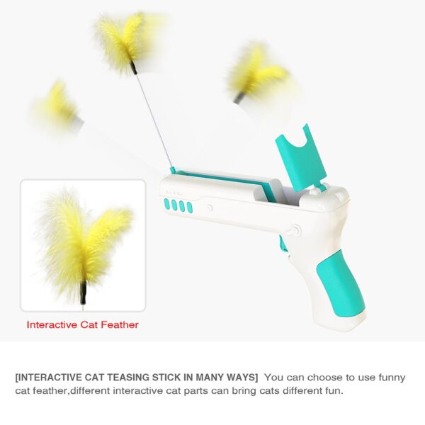 Jucărie de pisică interactivă amuzantă cu minge de pene Pistol original de băț pentru pisici pentru pui de pisică Câini mici 4