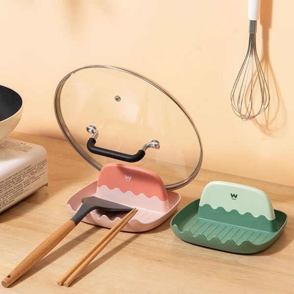 Household Kitchen Countertop Rack Spatula Pot Cover Lid Storage Shelf Chopsticks Oil Leakage Prevention Shelf Stand 1