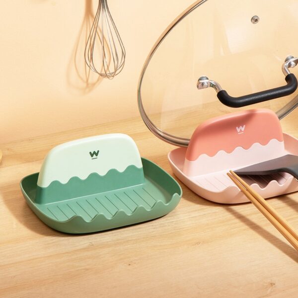 Household Kitchen Countertop Rack Spatula Pot Cover Lid Storage Shelf Chopsticks Oil Leakage Prevention Shelf Stand 2