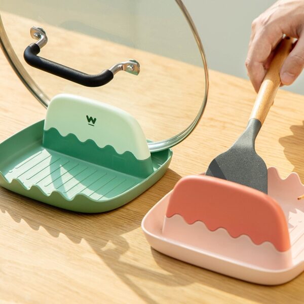 Household Kitchen Countertop Rack Spatula Pot Cover Lid Storage Shelf Chopsticks Oil Leakage Prevention Shelf Stand 3