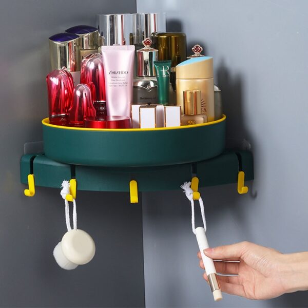 Kitchen Organizer Shelf Bathroom Triangle Shelf Wall mounted Double layer Rotatable Storage Box Toilet Corner Storage 3