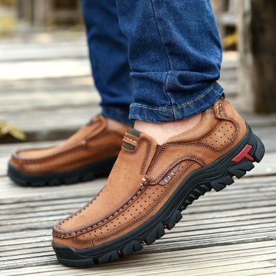 Men Hiking Shoes Comfortable First Layer Cowhide Leather Outdoor Sneakers Men Breathable Hiking Sports Boots Big 3 400x400 1