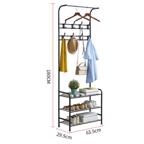 Multifunction 3 Tier Coat Rack Floor Standing Wardrobe Clothes Hanging Storage Shelf Clothing Drying Rack nrog 3