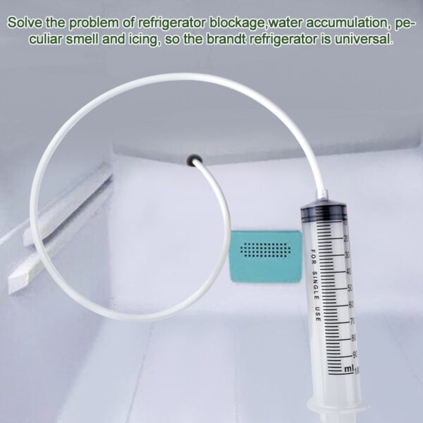 Refrigerator Drain Dredge Cleaning Set Long Flexible Brush Fridge Hole Cleaner Scrub Brush Home Suction Syringe 2